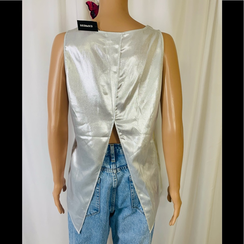 Express Silver High-Low Split Back Tank Top - Picture 2 of 3
